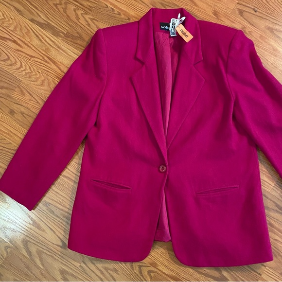 Vintage 90's Wool Oversized Blazer Bright Barbie Pink Jacket
